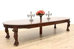 Renaissance Antique Mahogany 5' Rd Dining Table Extends 12' #45239