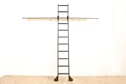 Oak Salvage Vintage Rolling Library Ladder Putnam Track 31' #45632