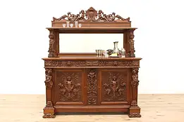 Renaissance Mahogany Antique Sideboard Buffet Server Dragons #45237