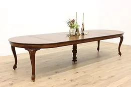 Victorian Antique Oak 54" Dining Table, 6 Leaves extends 12' #45449