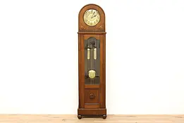 German Antique Art Deco Carved Oak Tall Case Clock, Urgos #37955
