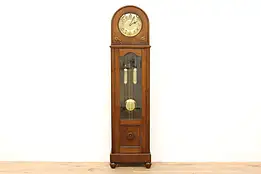 German Antique Art Deco Carved Oak Tall Case Clock, Urgos #37955