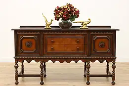 Tudor Antique Sideboard, Server, Buffet, Bar Cabinet, Berkey #45602