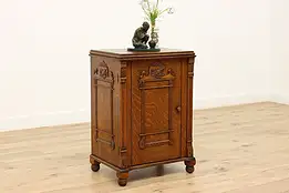 Victorian Antique Carved Oak Hall, Bar or Bath Cabinet Eagle #45612