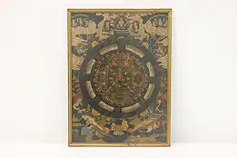 Buddha Thangka Antique Tibetan Painting on Linen 17" #45650