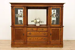 Craftsman Antique Oak Back Bar, Sideboard, China Cabinet #40707