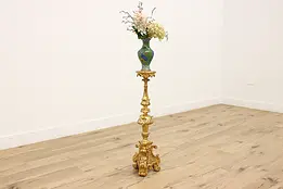 Italian Design Vintage Gold Plant Stand Sculpture Pedestal #44822