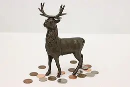 Farmhouse Cast Iron Vintage Stag Sculpture Coin Bank #44133