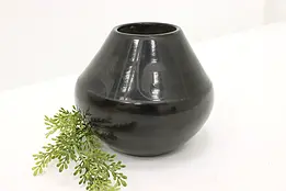 Native American Vintage Blackware Pottery Vase, Signed #44794