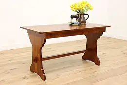 Farmhouse Antique Birch Kitchen Breakfast Dining Table, Desk #45782