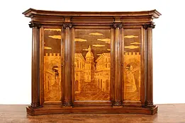 Italian Vintage Office Library Bookcase Marquetry, Florence #45431