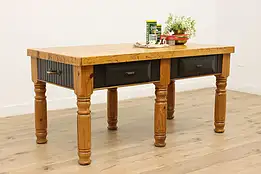 Farmhouse Salvage Kitchen Island Wine Cheese Table Workbench #41514