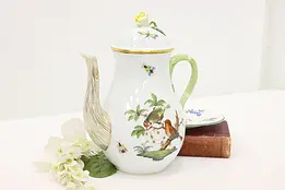 Rothschild Bird Vintage Ceramic Teapot w/ Rose, Herend #45409