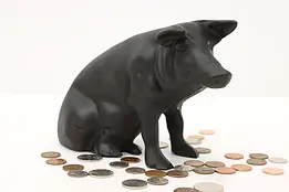 Farmhouse Antique Cast Iron Pig Sculpture Coin Bank #45336