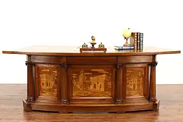 Italian Vintage Office or Library Desk, Marquetry Florence #45434