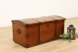 Immigrant Antique 1850s Pine Farmhouse Trunk or Blanket Chest #45378