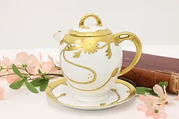 Porcelain Antique Gold Teapot & Underplate, HC Royal Bavaria #45408