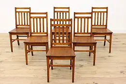 Set of 6 Arts & Crafts Mission Oak Dining or Library Chairs #45742