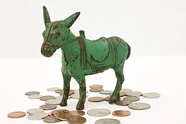 Farmhouse Antique Cast Iron Painted Donkey Coin Bank #45340