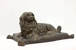 French Antique Bronze Dog on Pillow Sculpture, Barye #45717