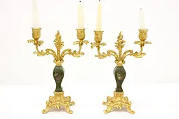 Pair of Antique French Gold & Hand Painted Candelabras #45371