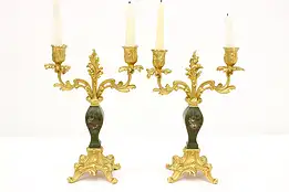 Pair of Antique French Gold & Hand Painted Candelabras #45371