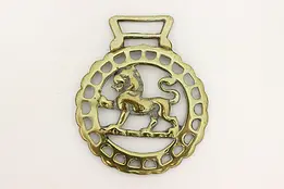 Horse Antique Brass Harness Medallion, Lion #45886