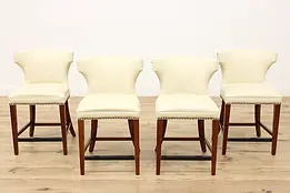 Set of 4 Contemporary Cherry & Leather Barstools, Zhejiang #45963