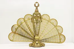 Victorian Design Vintage Brass Fireplace Peacock Fan Screen #44473