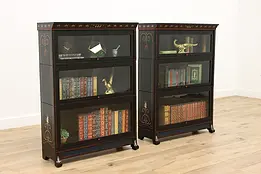 Pair of Hand Painted Antique Stack Lawyer Office Bookcases #45822
