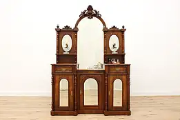 English Antique Victorian Sideboard Bar Cabinet, Console #45821