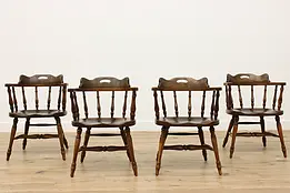Set of 4 Vintage Farmhouse Captain Dining Game Table Chairs #45962