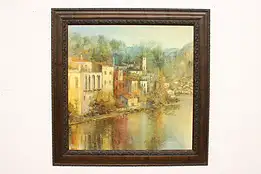 Italian Coastline Vintage Original Oil Painting, Longo 44"  #46105