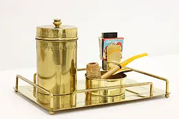 Art Deco Antique Brass 4 pc Smoking set, Bradley & Hubbard #44463