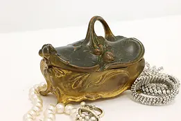 Art Nouveau Gilt Antique Jewelry or Ring Box #45985