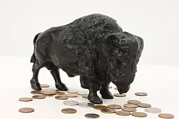 Farmhouse Antique Cast Iron Buffalo Sculpture Coin Bank #45335