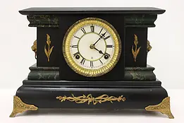 Victorian Antique Mantel Clock, Lion Heads, Waterbury #34949