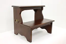 Georgian Design Bed or Library Step Stool, Brass Handles #45844