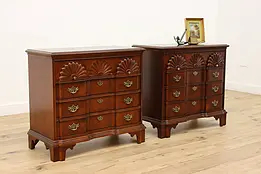 Pair of Georgian Vintage Block Front Cherry Chests, Stanley #46344