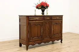 Country French Provincial Antique Oak Sideboard, Bar Cabinet #46121