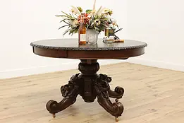 Black Forest Antique Oak Dining, Hall, Breakfast Table Lions #45984