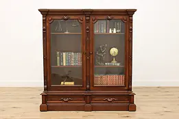 Victorian Antique Walnut Office Bookcase or Display Cabinet #37705