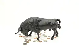 Farmhouse Antique Cast Iron Bull Coin Bank #45334