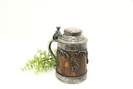 Farmhouse Antique Silver & Oak Beer Stein, St. Louis Silver #44243