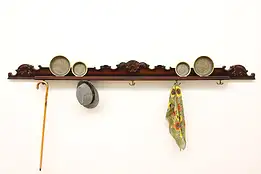 Italian Antique Wall Shelf Plate Groove Hat & Coat Rack #46131