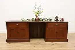 Oak Antique Office Counter Desk, TV Console, Kitchen Island #45557