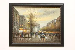 Arc de Triomphe Vintage Original Oil Painting, Burnett 56.5" #45529