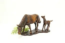 Farmhouse Vintage Copper & Iron Horse & Foal Sculpture #45248