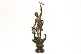 French Commerce Antique Sculpture Man on Ship Statue #45816