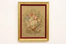 Floral Still Life Antique Tapestry Custom Framed 37.5" #46100
